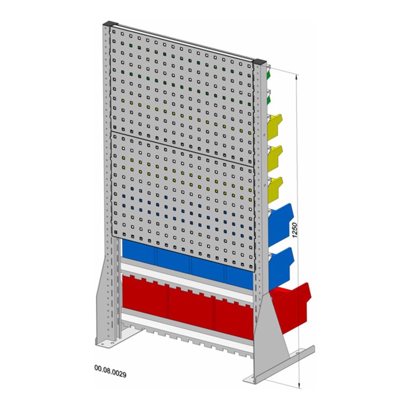 Hünersdorff Tisch-Standregal 41 Sichtboxen PS pulverbeschichtet lichtgrau, 720x1250mm