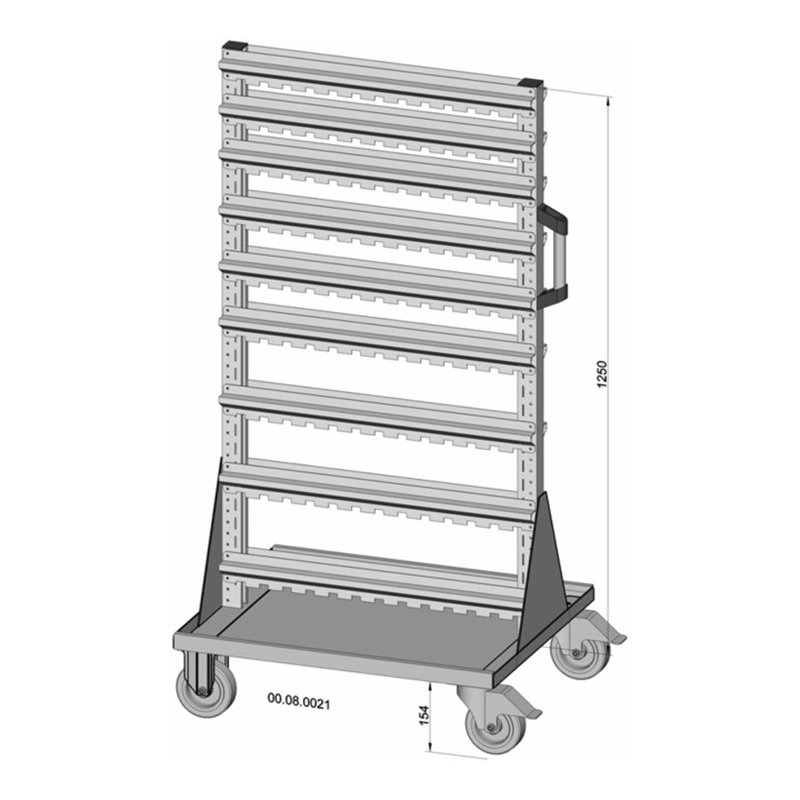 Hünersdorff Fahrregal zweiseitig unbestückt pulverbeschichtet lichtgrau, 720x1405mm