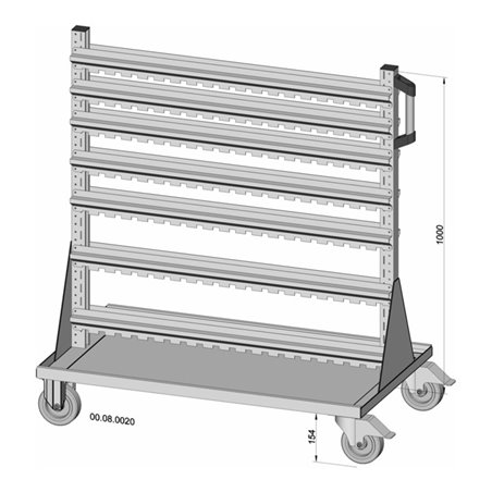 Hünersdorff Fahrregal zweiseitig unbestückt pulverbeschichtet lichtgrau, 1030x1155mm