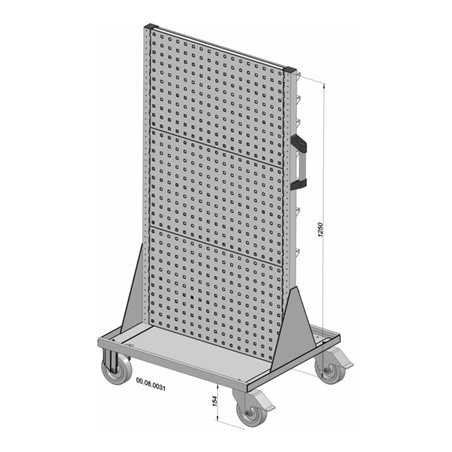 Hünersdorff Fahrregal zweiseitig unbestückt pulverbeschichtet lichtgrau, 720x1405mm