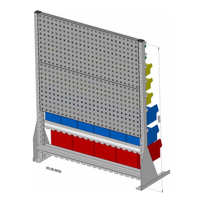 Hünersdorff Tisch-Standregal 61 Sichtboxen PS pulverbeschichtet lichtgrau, 1030x1250mm