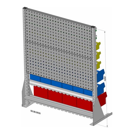 Hünersdorff Tisch-Standregal 61 Sichtboxen PS pulverbeschichtet lichtgrau, 1030x1250mm