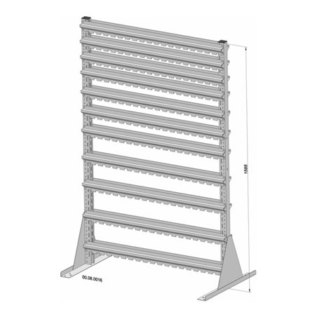 Hünersdorff Standregal zweiseitig unbestückt pulverbeschichtet lichtgrau, 1030x1585mm