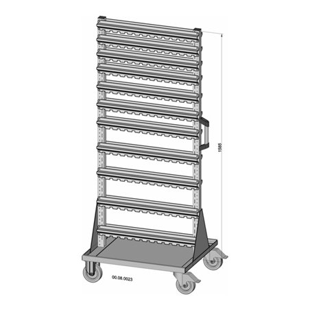 Hünersdorff Fahrregal zweiseitig unbestückt pulverbeschichtet lichtgrau, 720x1740mm