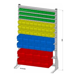 Hünersdorff Standregal einseitig 74 Sichtboxen PS pulverbeschichtet lichtgrau, 1030x1585mm