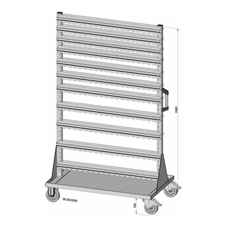 Hünersdorff Fahrregal zweiseitig unbestückt pulverbeschichtet lichtgrau, 1030x1740mm
