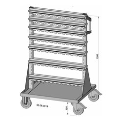 Hünersdorff Fahrregal zweiseitig 62 Sichtboxen PS pulverbeschichtet lichtgrau, 720x1155mm