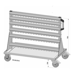 Hünersdorff Fahrregal zweiseitig 84 Sichtboxen PS pulverbeschichtet lichtgrau, 1030x905mm