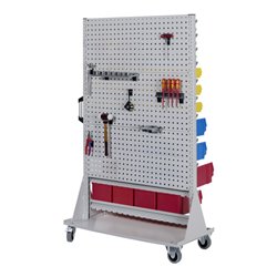 Hünersdorff Fahrregal zweiseitig 41 Sichtboxen PS pulverbeschichtet lichtgrau, 720x1405mm