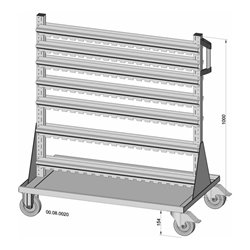 Hünersdorff Fahrregal zweiseitig 92 Sichtboxen PS pulverbeschichtet lichtgrau, 1030x1155mm
