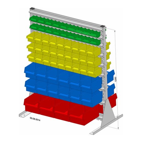 Hünersdorff Standregal zweiseitig 122 Sichtboxen PS pulverbeschichtet lichtgrau, 1030x1250mm
