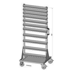 Hünersdorff Fahrregal zweiseitig 100 Sichtboxen PS pulverbeschichtet lichtgrau, 720x1740mm