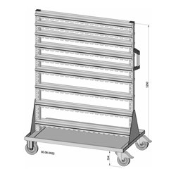 Hünersdorff Fahrregal zweiseitig 122 Sichtboxen PS pulverbeschichtet lichtgrau, 1030x1405mm