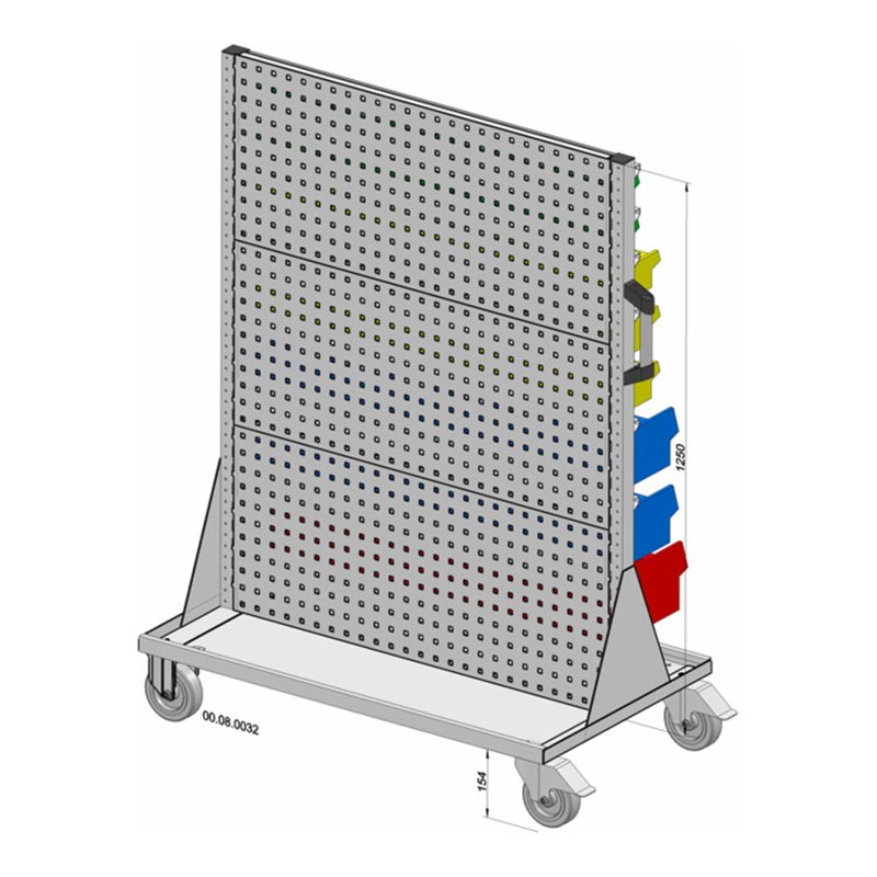 Hünersdorff Fahrregal zweiseitig 61 Sichtboxen PS pulverbeschichtet lichtgrau, 1030x1405mm