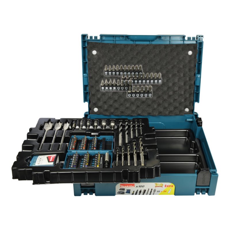Makita 100-teiliges Bohrer-/Bit-Set im MAKPAC B-45032