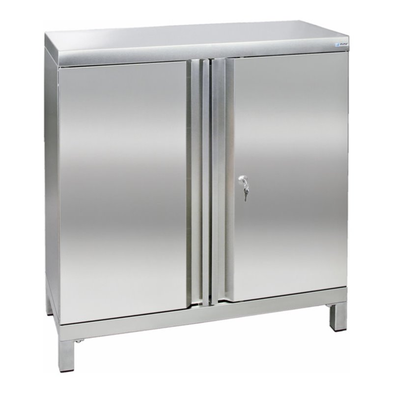 Stumpf Edelstahl-Aufbewahrungsschrank Cabinox, 1000x900x400mm, 2 Fachböden, Sockelfüße
