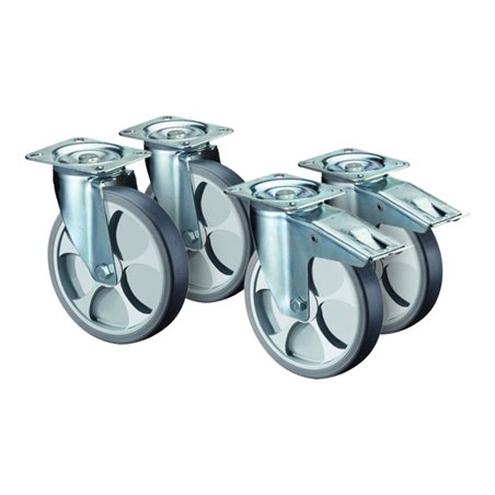 BS Rollen Lenkrollen-Set thermoplastisches Gummirad 100 mm