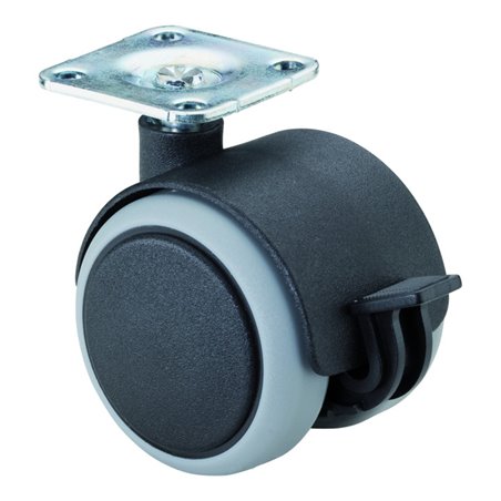 BS Rollen Kunststoffdoppelrolle mit Feststeller + Anschraubplatte für harte Böden Ø 50 mm