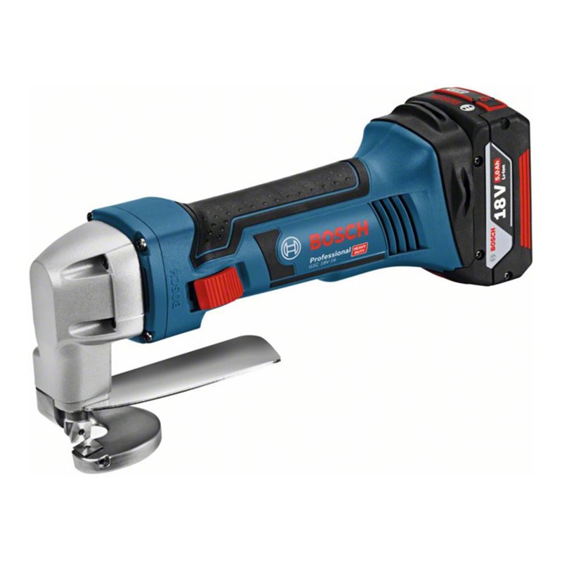 Bosch Akku-Blechschere GSC 18V-16 mit 2 x 5,0 Ah Li-Ion Akku L-BOXX