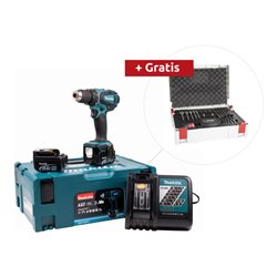 Makita Akku-Bohrschrauber 14,4 V/3,0 Ah DDF446RFJ + STIER Bohrer-Bit-Set im Systainer 62-teilig