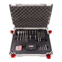 Makita Akku-Bohrschrauber 14,4 V/3,0 Ah DDF446RFJ + STIER Bohrer-Bit-Set im Systainer 62-teilig