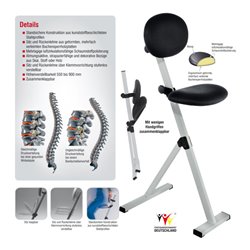 Kappes Stehhilfe ErgoPlus mit Rückenlehne Gestell verkehrsrot Polster/Bezug dunkelgrau