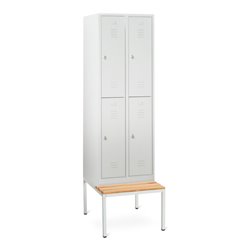 Taurotrade Kleiderschrank doppelstöckig Serie ECO mit untergebauter Sitzbank 2 Abteile 4 Fächer