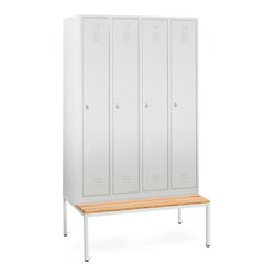 Taurotrade Kleiderschrank Serie ECO mit untergebauter Sitzbank Abteilbreite 300 mm 4 Abteile