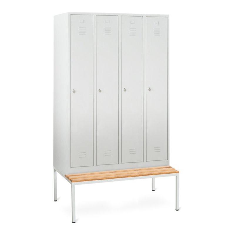 Taurotrade Kleiderschrank Serie ECO mit untergebauter Sitzbank Abteilbreite 300 mm 4 Abteile