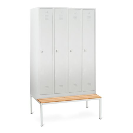 Taurotrade Kleiderschrank Serie ECO mit untergebauter Sitzbank Abteilbreite 300 mm 4 Abteile