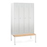 Taurotrade Kleiderschrank Serie ECO mit untergebauter Sitzbank Abteilbreite 300 mm 4 Abteile