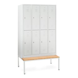Taurotrade Kleiderschrank doppelstöckig Serie ECO mit untergebauter Sitzbank 4 Abteile 8 Fächer