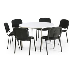 Taurotrade Tisch-Stuhl-Kombination mit schwarzen Stuhlgestellen Sitzbezug schwarz runder Tisch Tischlänge 1200 mm