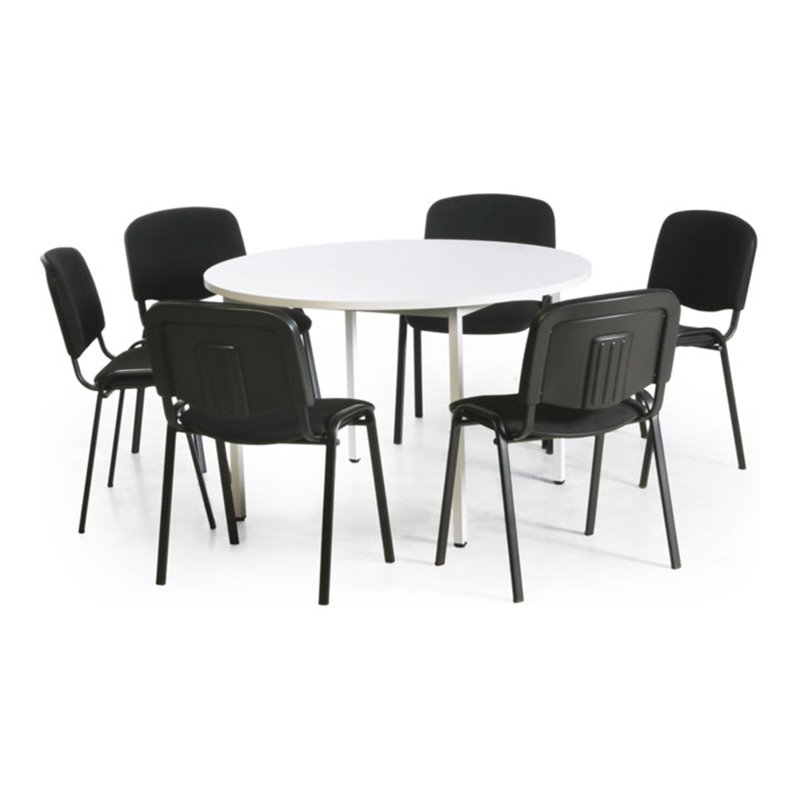 Taurotrade Tisch-Stuhl-Kombination mit schwarzen Stuhlgestellen Sitzbezug schwarz runder Tisch Tischlänge 1200 mm