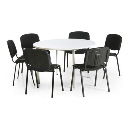 Taurotrade Tisch-Stuhl-Kombination mit schwarzen Stuhlgestellen Sitzbezug schwarz runder Tisch Tischlänge 1200 mm