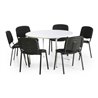Taurotrade Tisch-Stuhl-Kombination mit schwarzen Stuhlgestellen Sitzbezug schwarz runder Tisch Tischlänge 1200 mm
