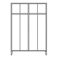 Portofino Kleiderschrank S/W mit Füßen 2 Doppelabteile Abteilbreite 300 mm