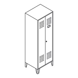 Portofino Kleiderschrank S/W mit Füßen 1 Doppelabteil Abteilbreite 300 mm