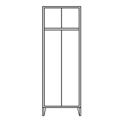 Portofino Kleiderschrank S/W mit Füßen 1 Doppelabteil Abteilbreite 300 mm