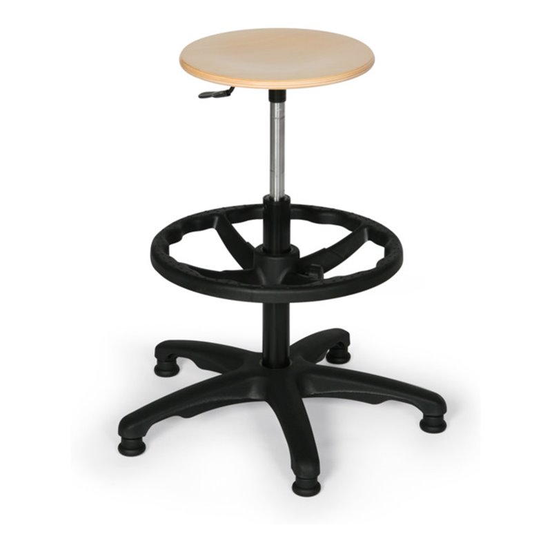 Taurosit Ergonomischer Arbeitshocker mit Aufstieghilfe Buche mit Gleitern