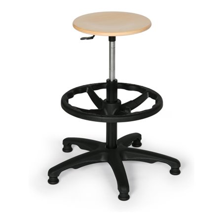 Taurosit Ergonomischer Arbeitshocker mit Aufstieghilfe Buche mit Gleitern