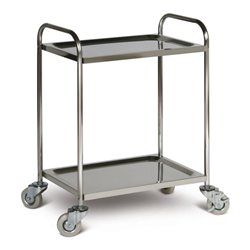 Taurotrade Edelstahl-Tischwagen mit 2 Ladeflächen Traglast bis 100 kg