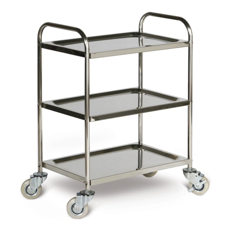 Taurotrade Edelstahl-Tischwagen mit 3 Ladeflächen Traglast bis 100 kg