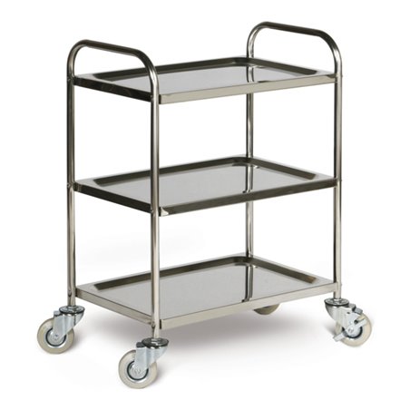 Taurotrade Edelstahl-Tischwagen mit 3 Ladeflächen Traglast bis 100 kg