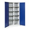 Taurotrade Materialschrank mit Mitteltrennwand Korpus lichtgrau Türen enzianblau