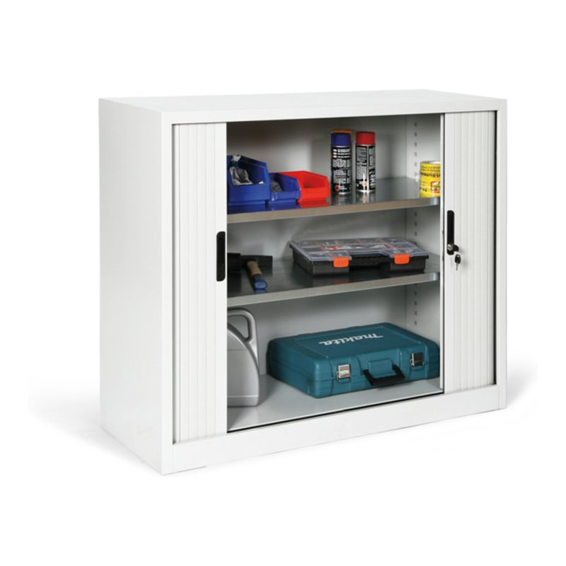 Taurotrade Beistellschrank mit Rollladentüren mit 2 verzinkten Böden