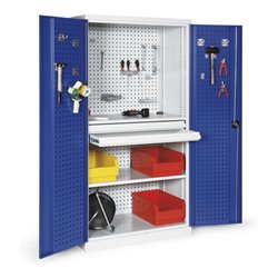 Taurotrade Komplettangebot Lochplattenschrank 2 Schubladen 1 Boden 1 Arbeitsplatte