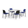 Taurotrade Tisch-Stuhl-Kombination mit schwarzen Stuhlgestellen Sitzbezug Blau Tischlänge 1200 mm
