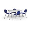 Taurotrade Tisch-Stuhl-Kombination mit Stuhlgestellen in Alusilber Sitzbezug blau Tischlänge 1200 mm
