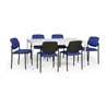 Taurotrade Tisch-Stuhl-Kombination mit schwarzen Stuhlgestellen Sitzbezug Blau Tischlänge 1600 mm